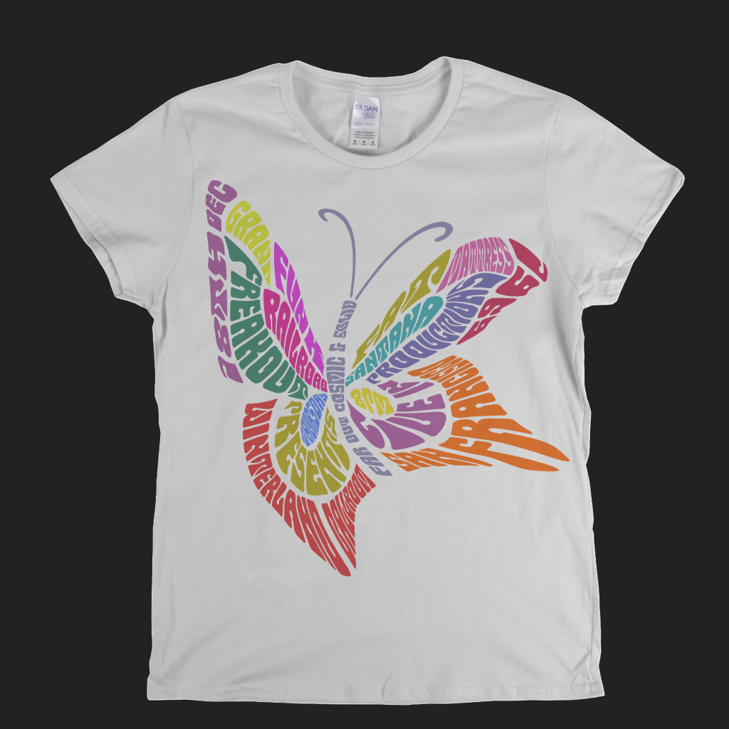 Grand Funk Railroad Santana Fat Mattress 1969 Butterfly Womens T-Shirt