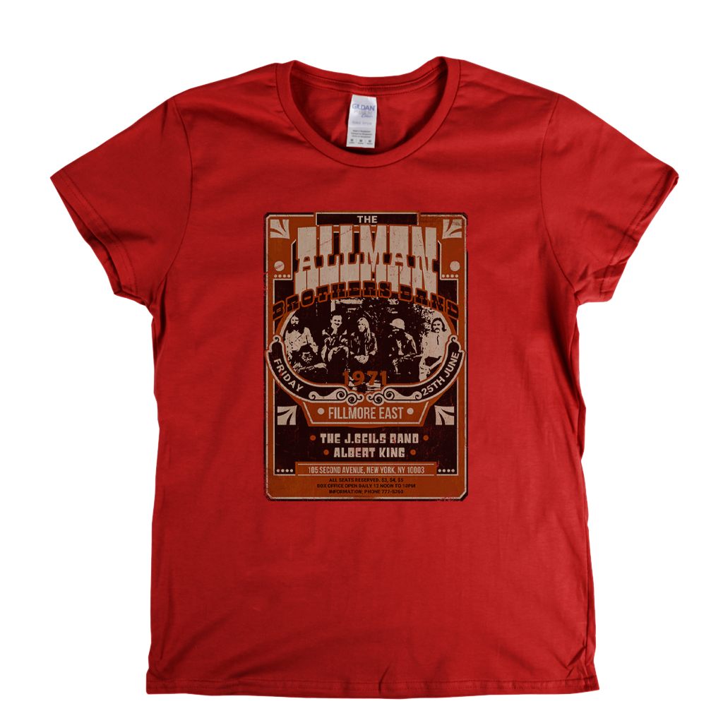 The Allmanbrothers J Geils Band Albert King Fillmore 71 Womens T-Shirt