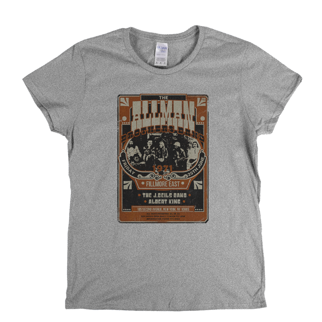 The Allmanbrothers J Geils Band Albert King Fillmore 71 Womens T-Shirt