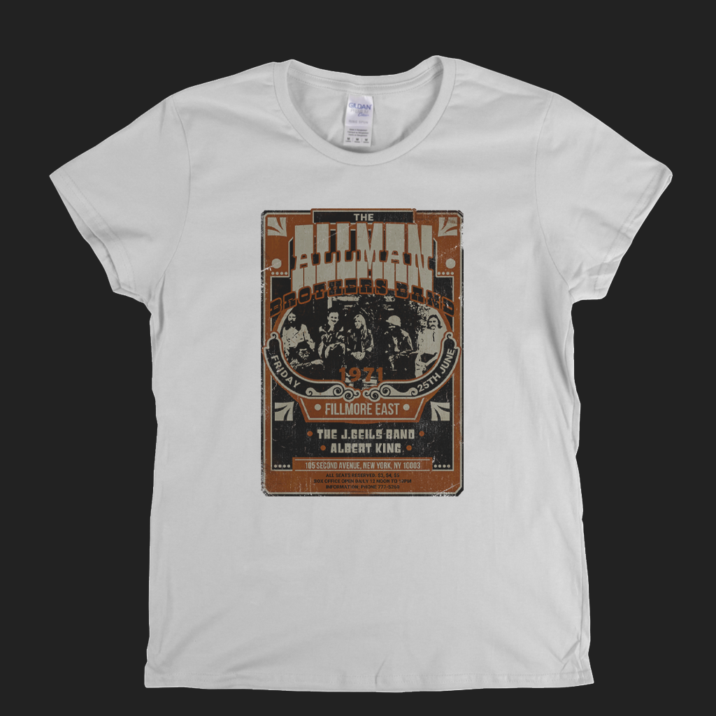 The Allmanbrothers J Geils Band Albert King Fillmore 71 Womens T-Shirt