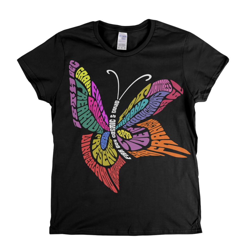 Grand Funk Railroad Santana Fat Mattress 1969 Butterfly Womens T-Shirt