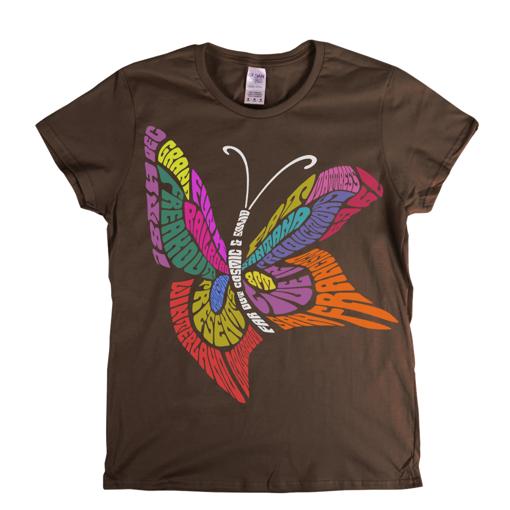 Grand Funk Railroad Santana Fat Mattress 1969 Butterfly Womens T-Shirt