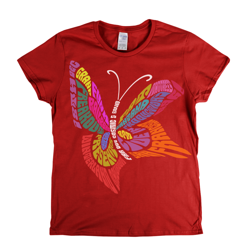 Grand Funk Railroad Santana Fat Mattress 1969 Butterfly Womens T-Shirt