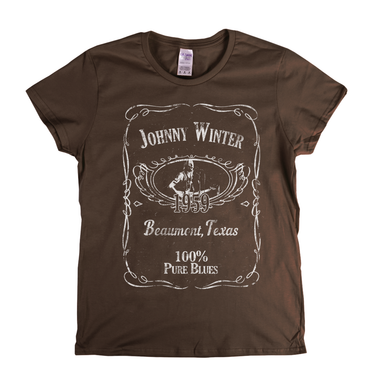 Johnny Winter Liquor Label Womens T-Shirt