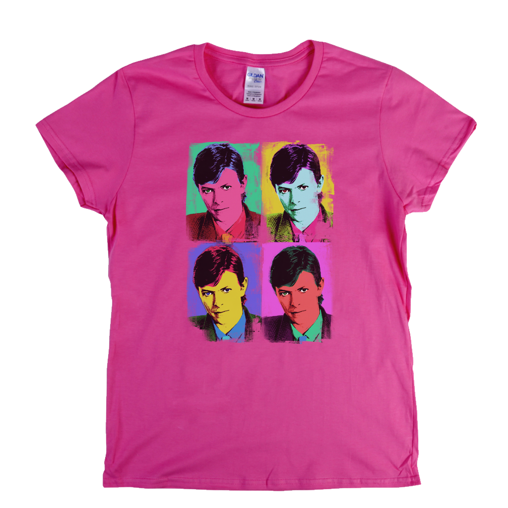 David Bowie Distressed Pop Art Womens T-Shirt