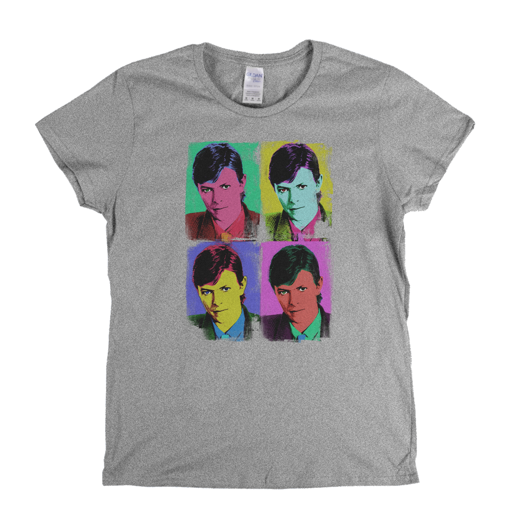 David Bowie Distressed Pop Art Womens T-Shirt