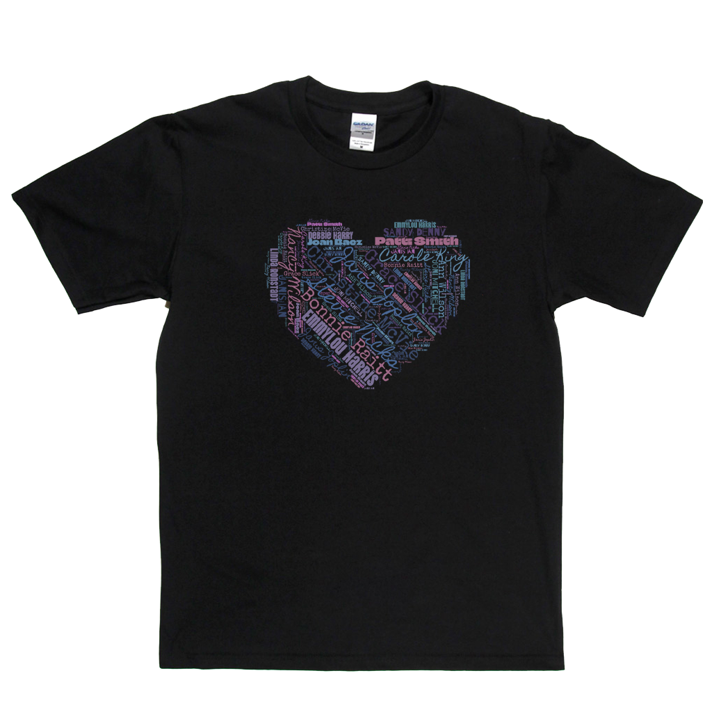 Women In Rock Heart Wordcloud T-Shirt