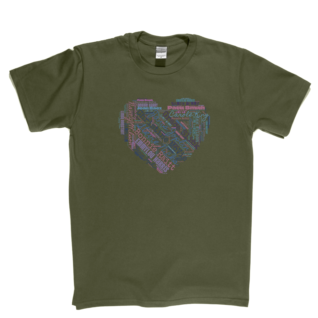 Women In Rock Heart Wordcloud T-Shirt