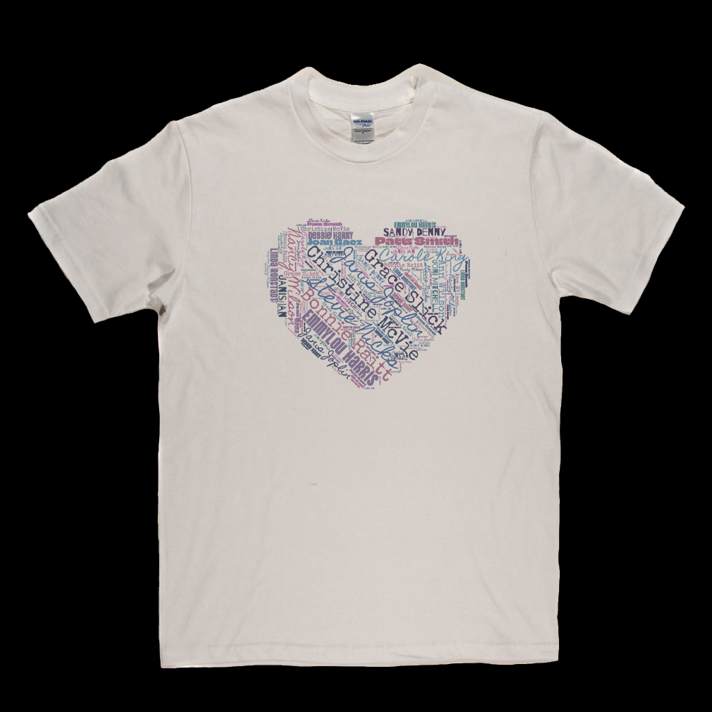 Women In Rock Heart Wordcloud T-Shirt