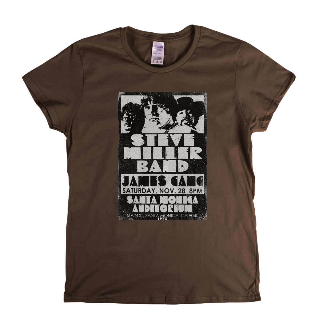 The Steve Miller Band James Gang Santa Monica 1970 Womens T-Shirt