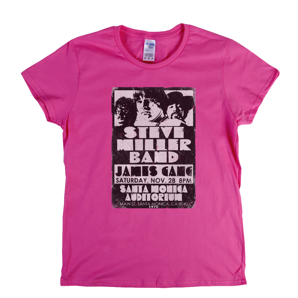 The Steve Miller Band James Gang Santa Monica 1970 Womens T-Shirt