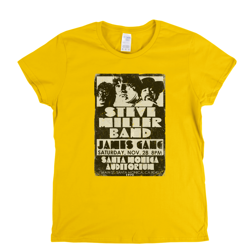 The Steve Miller Band James Gang Santa Monica 1970 Womens T-Shirt
