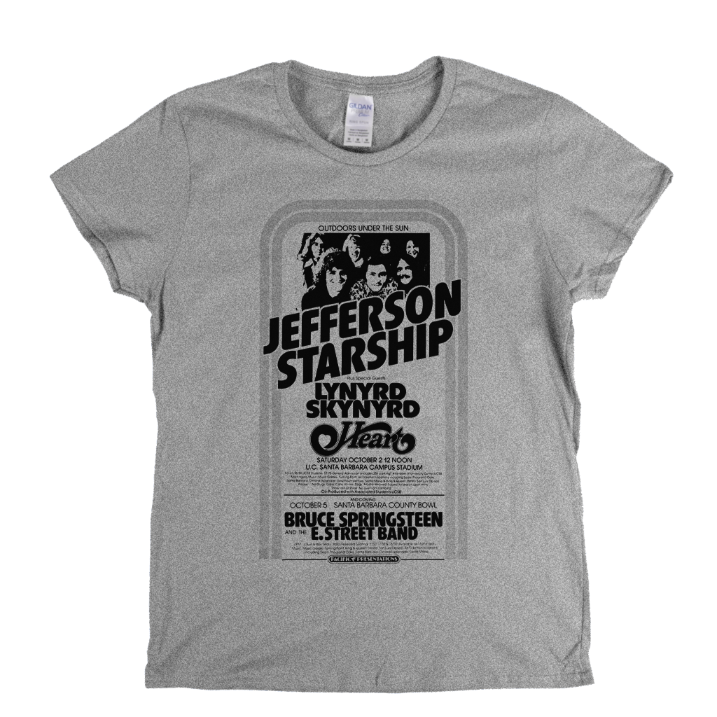 Starship Springsteen Skynyrd Heart Festival Poster Womens T-Shirt