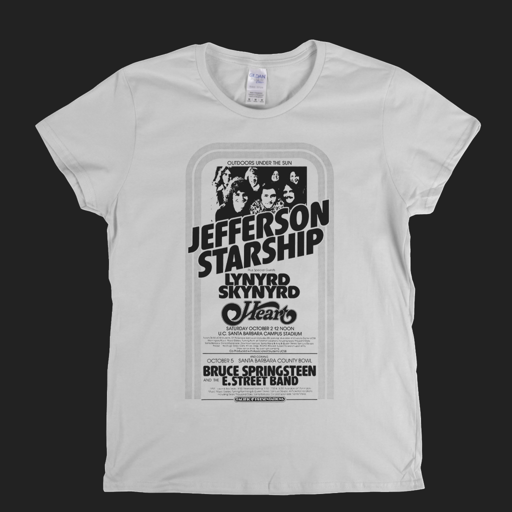 Starship Springsteen Skynyrd Heart Festival Poster Womens T-Shirt