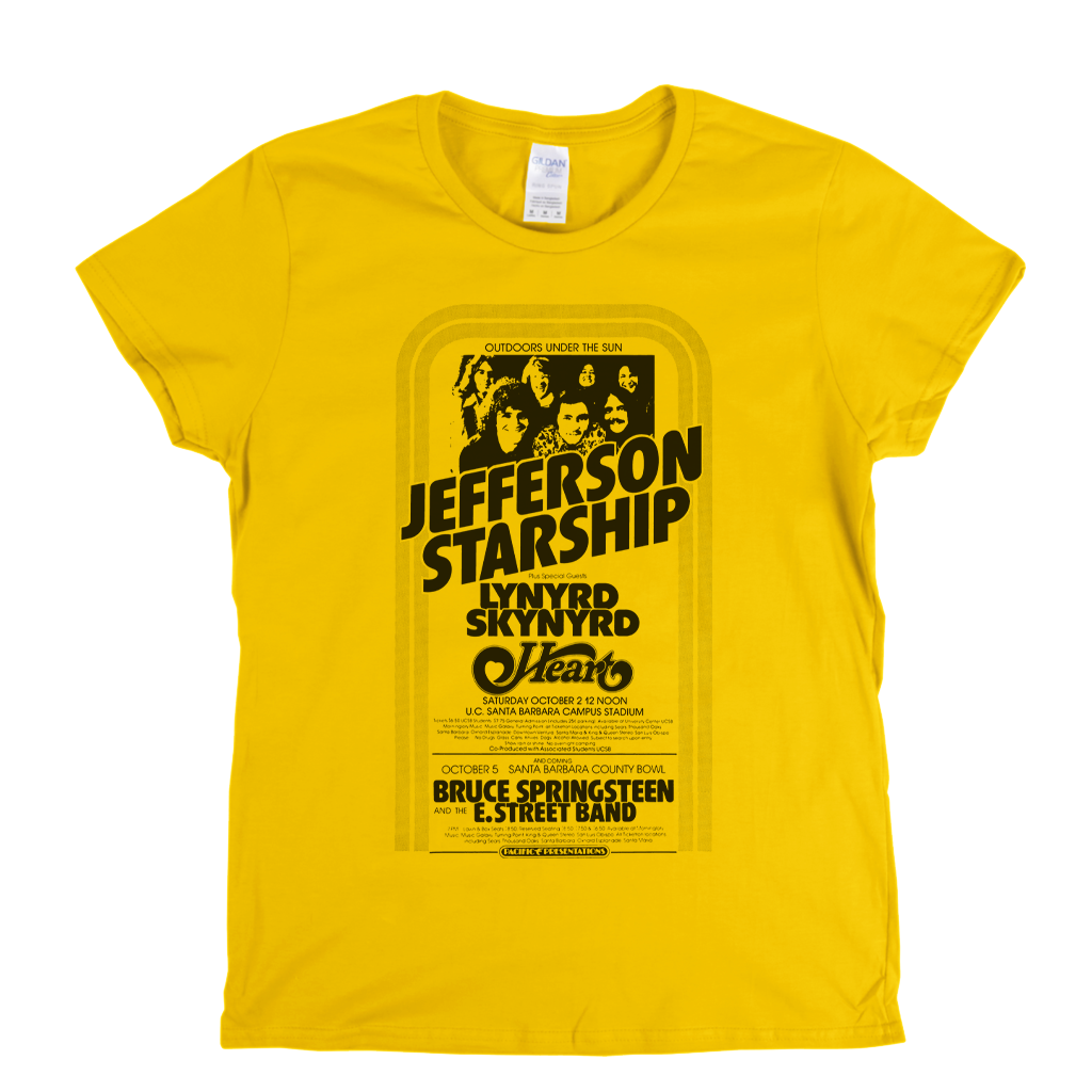 Starship Springsteen Skynyrd Heart Festival Poster Womens T-Shirt