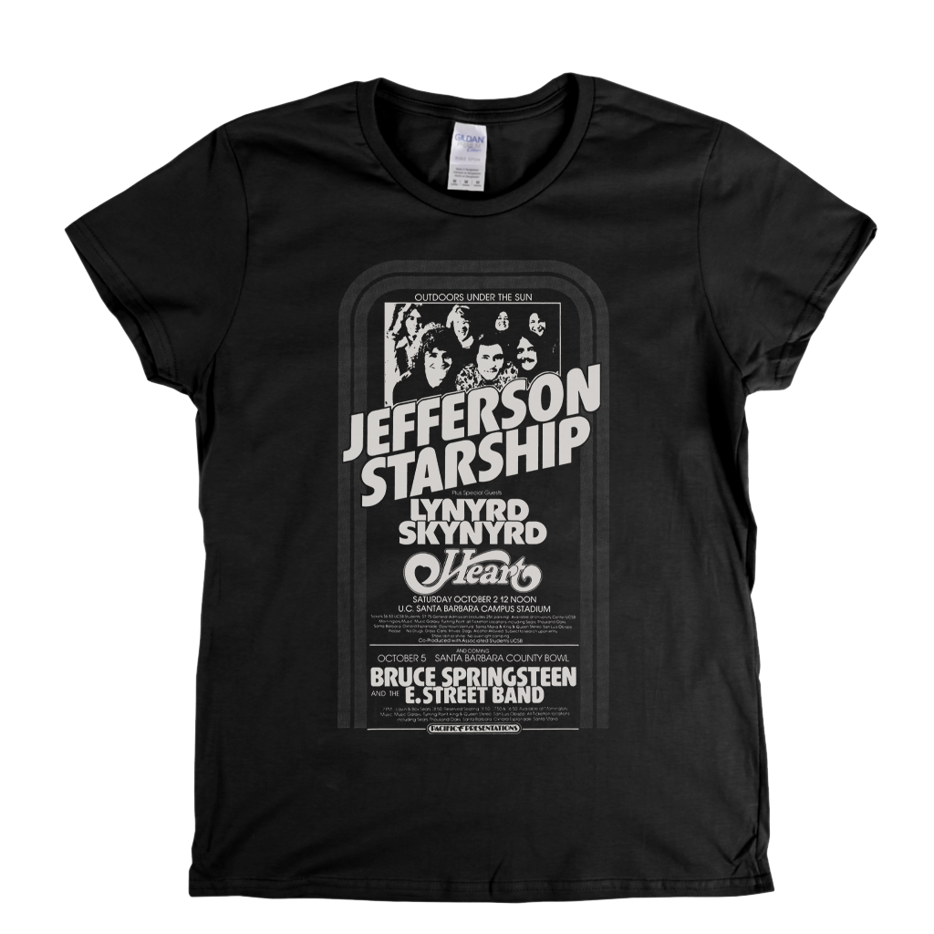 Starship Springsteen Skynyrd Heart Festival Poster Womens T-Shirt