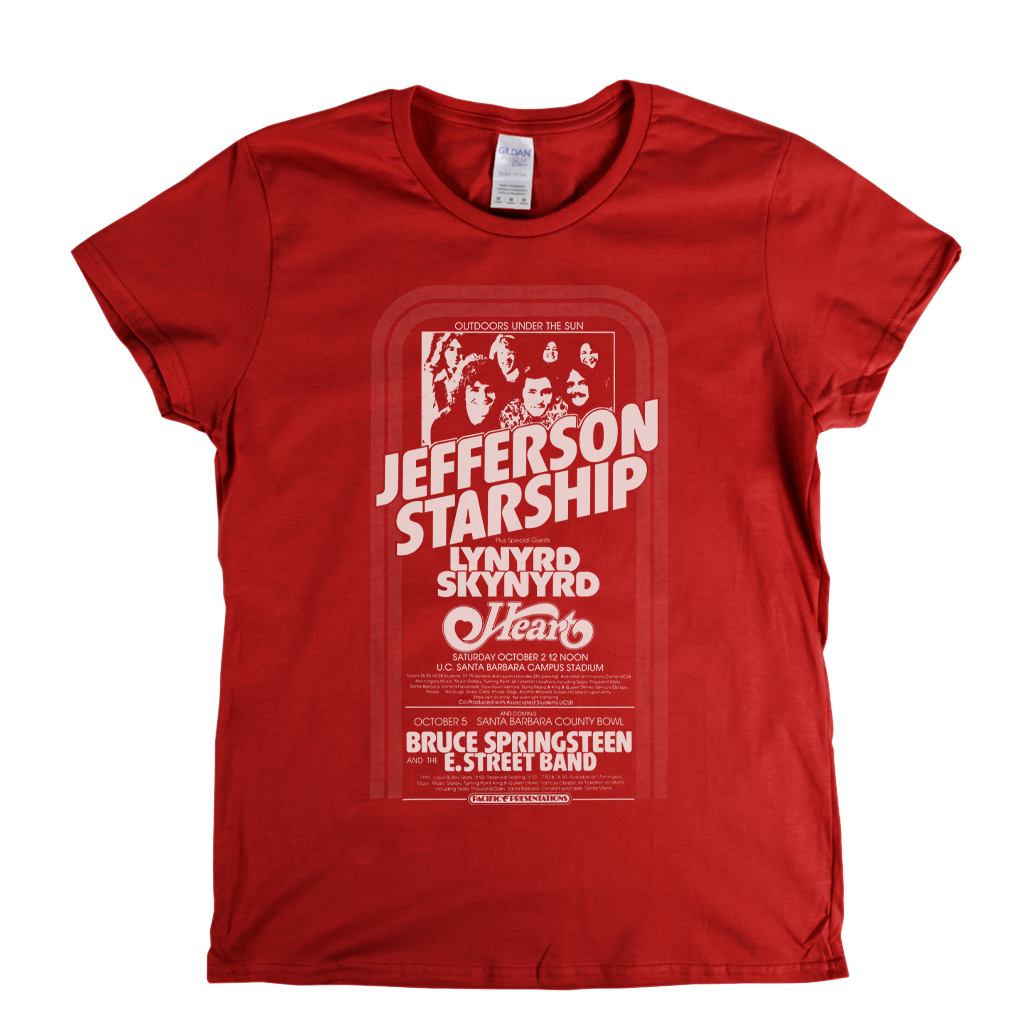 Starship Springsteen Skynyrd Heart Festival Poster Womens T-Shirt