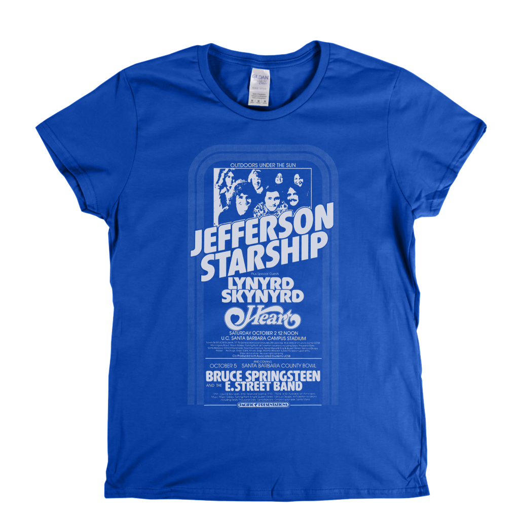 Starship Springsteen Skynyrd Heart Festival Poster Womens T-Shirt
