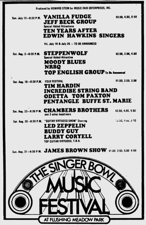 The Singer Bowl Music Festival, Flushing Meadow Park, Queens, New York 1969
