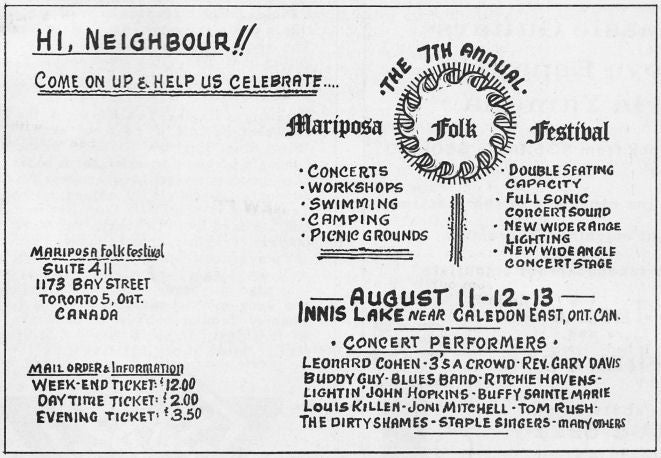 Mariposa Folk Festival, Innis Lake, Caledon, Toronto 1967