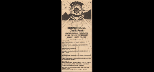 Counterculture history: The Atomic Sunrise Festival. The Roundhouse, London, 1970