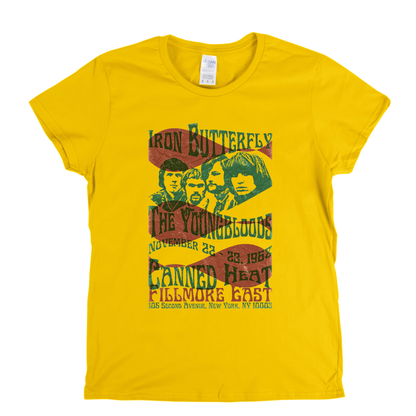 Iron Butterfly Canned Heat The Youngbloods Fillmore East 1968 Womens T-Shirt