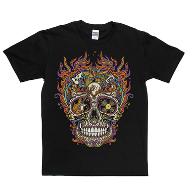Sugar Skull Of Rock In Flames T-Shirt