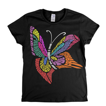 Grand Funk Railroad Santana Fat Mattress 1969 Butterfly Womens T-Shirt