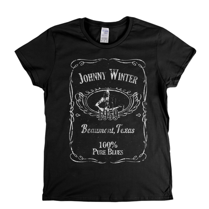 Johnny Winter Liquor Label Womens T-Shirt