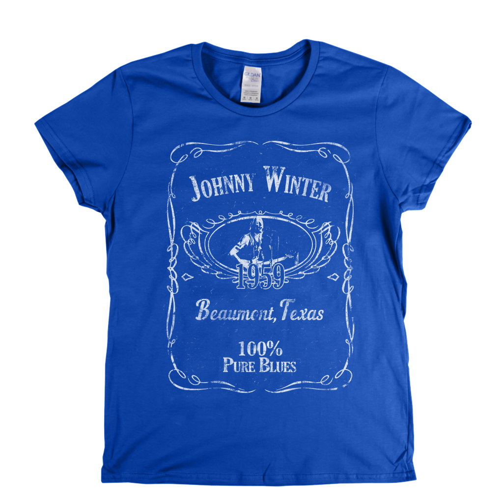 Johnny Winter Liquor Label Womens T-Shirt