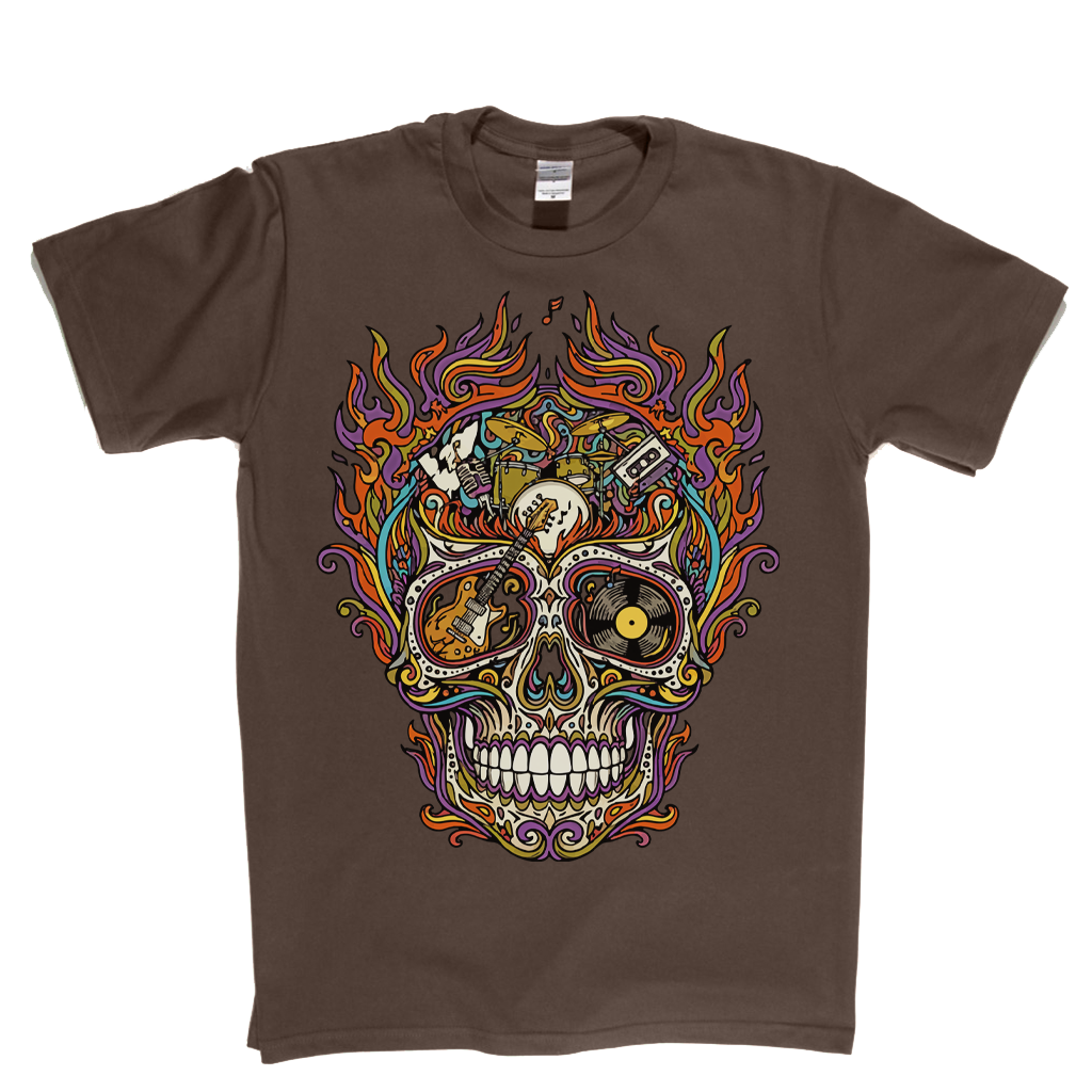 Sugar Skull Of Rock In Flames T-Shirt