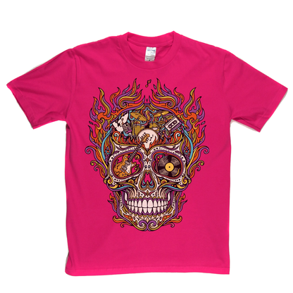 Sugar Skull Of Rock In Flames T-Shirt