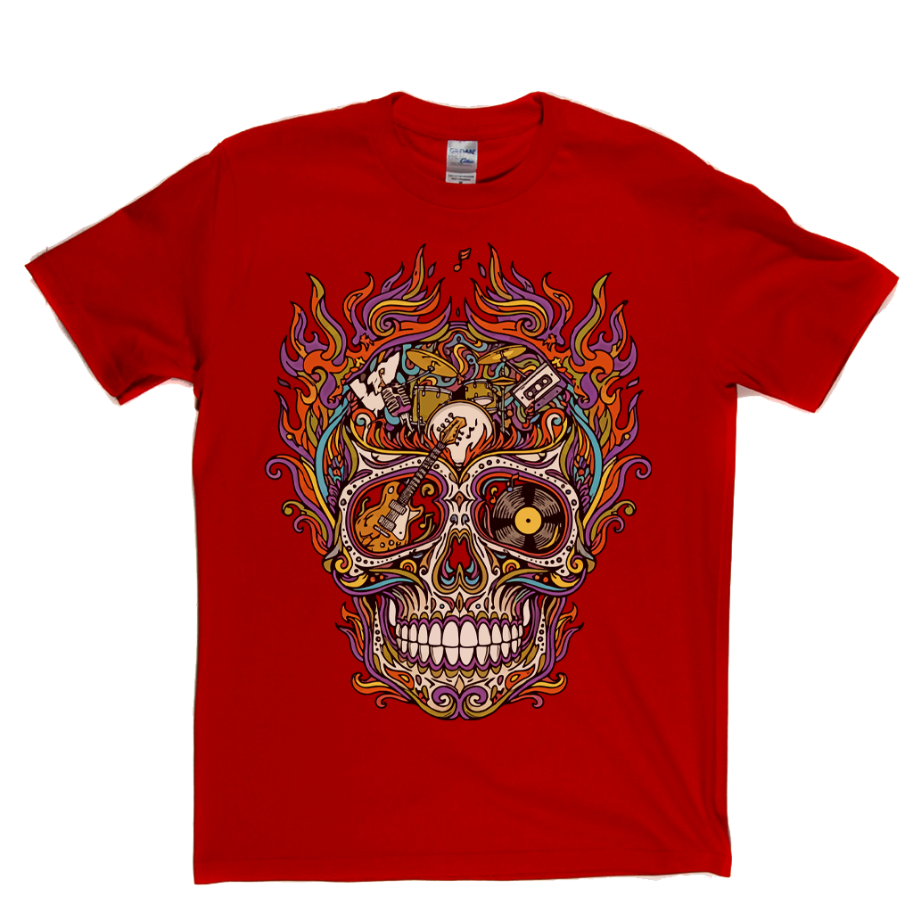 Sugar Skull Of Rock In Flames T-Shirt