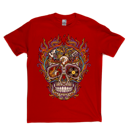 Sugar Skull Of Rock In Flames T-Shirt