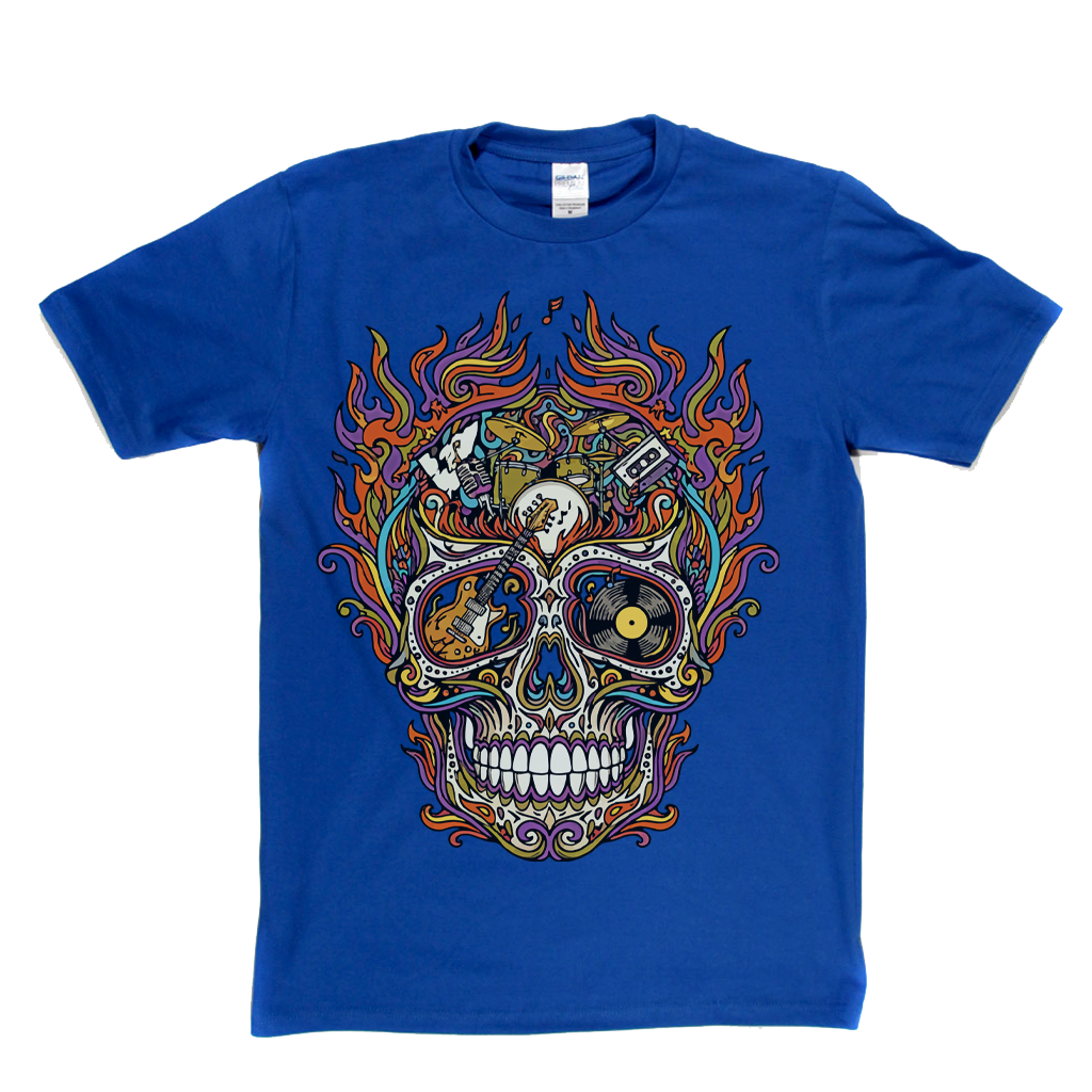 Sugar Skull Of Rock In Flames T-Shirt