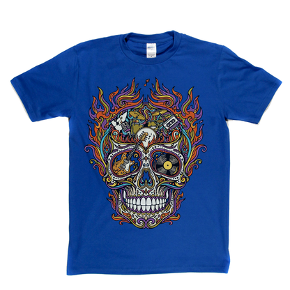 Sugar Skull Of Rock In Flames T-Shirt
