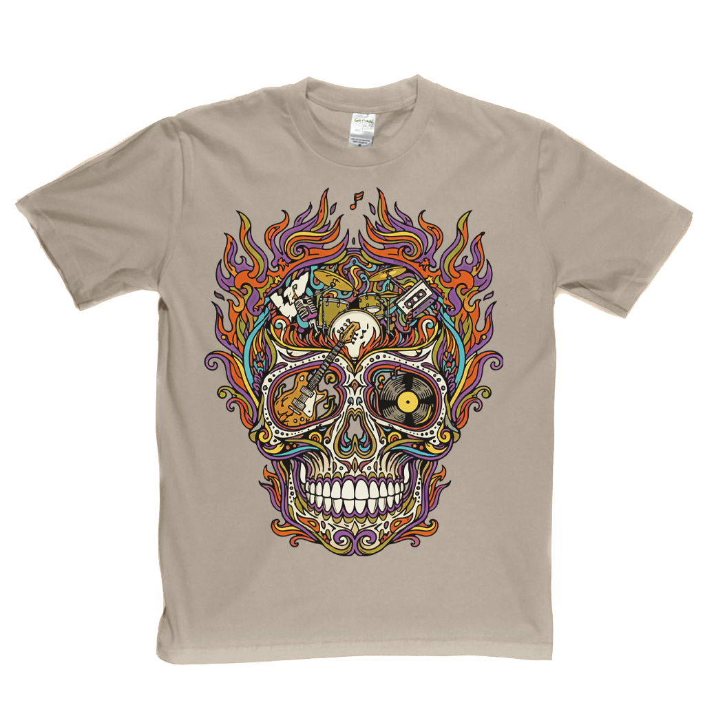 Sugar Skull Of Rock In Flames T-Shirt