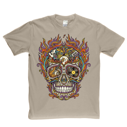 Sugar Skull Of Rock In Flames T-Shirt
