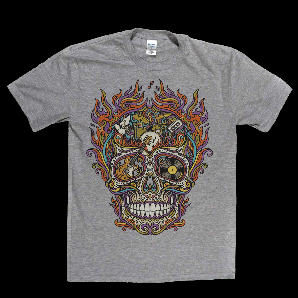 Sugar Skull Of Rock In Flames T-Shirt