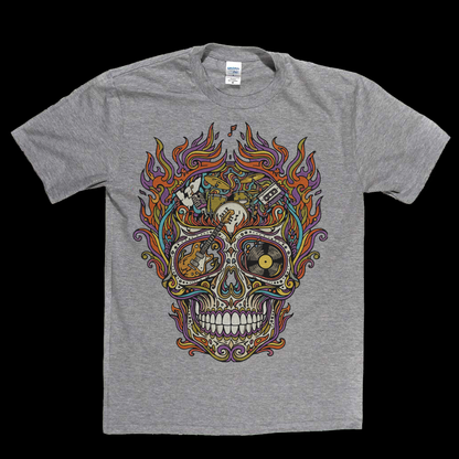 Sugar Skull Of Rock In Flames T-Shirt
