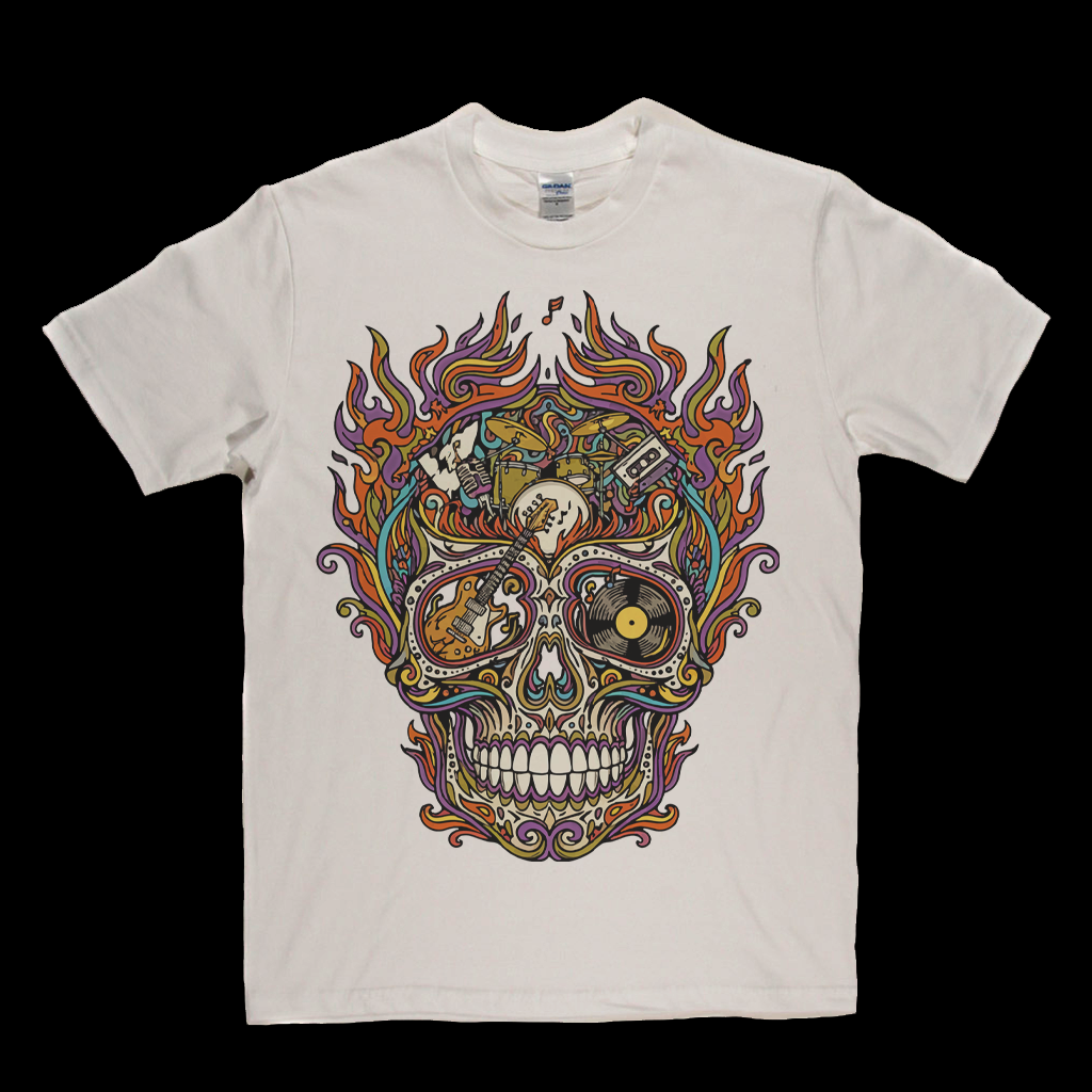Sugar Skull Of Rock In Flames T-Shirt