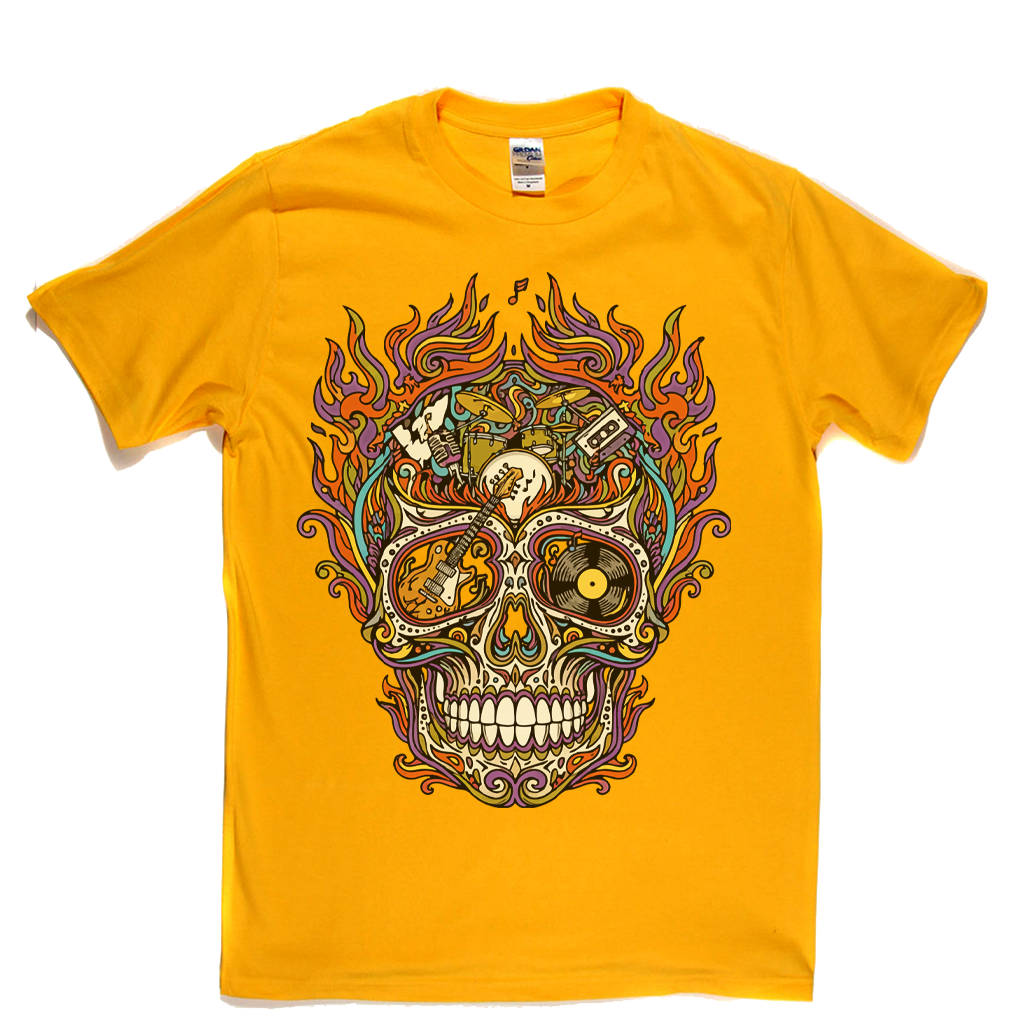Sugar Skull Of Rock In Flames T-Shirt
