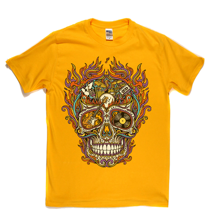 Sugar Skull Of Rock In Flames T-Shirt