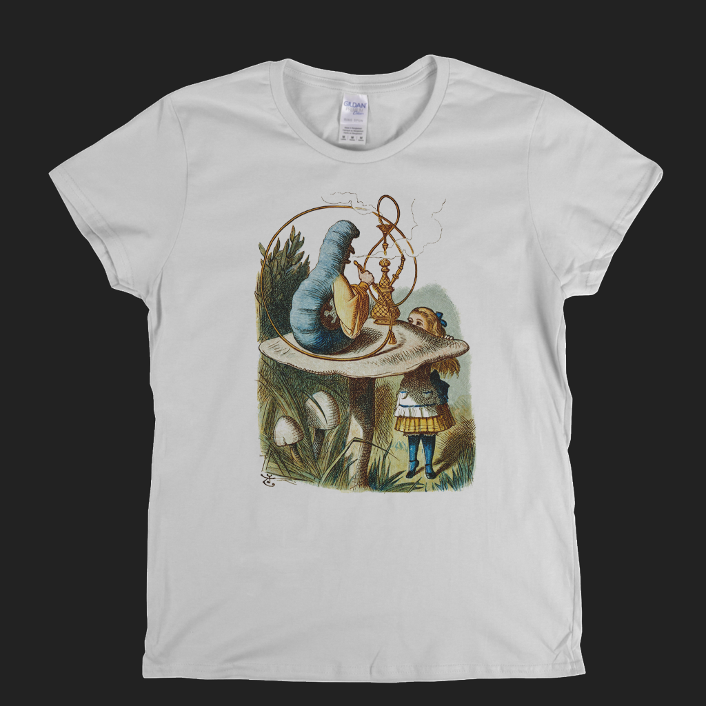Hookah Smoking Caterpillar Alice In Wonderland Womens T-Shirt