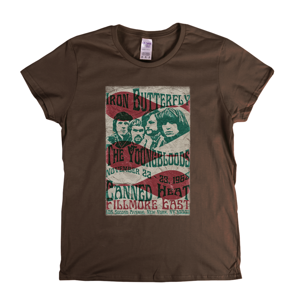 Iron Butterfly Canned Heat The Youngbloods Fillmore East 1968 Womens T-Shirt