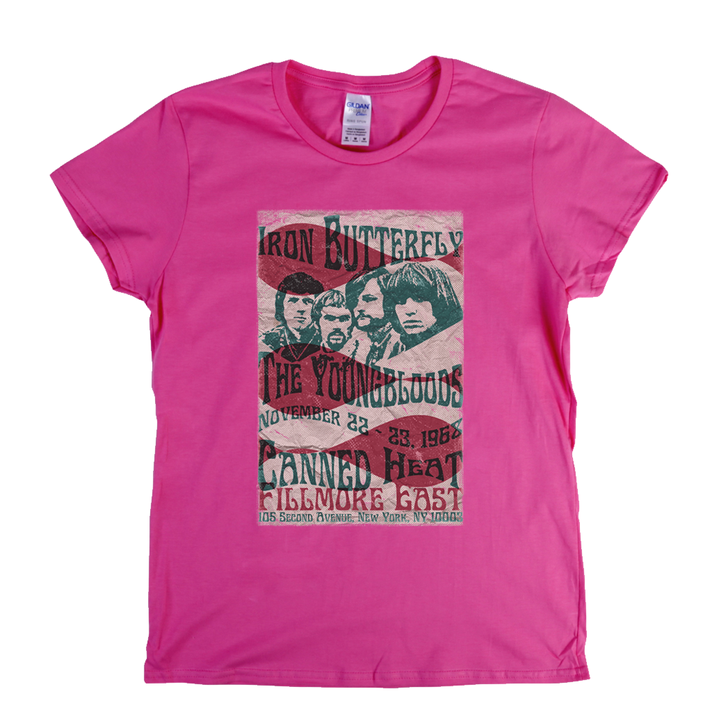 Iron Butterfly Canned Heat The Youngbloods Fillmore East 1968 Womens T-Shirt