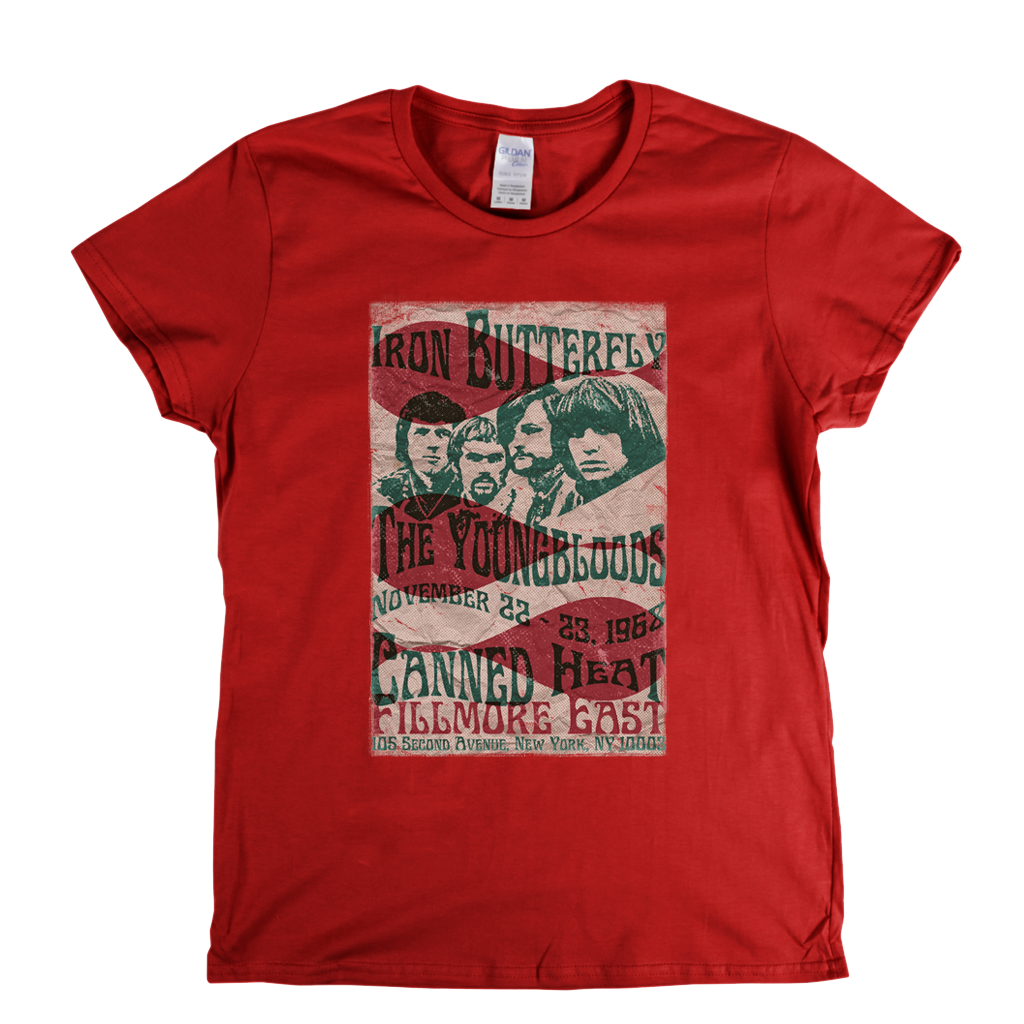 Iron Butterfly Canned Heat The Youngbloods Fillmore East 1968 Womens T-Shirt