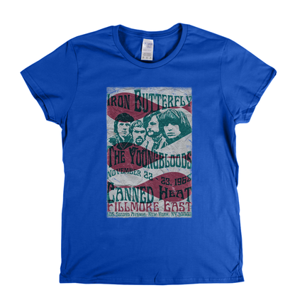 Iron Butterfly Canned Heat The Youngbloods Fillmore East 1968 Womens T-Shirt