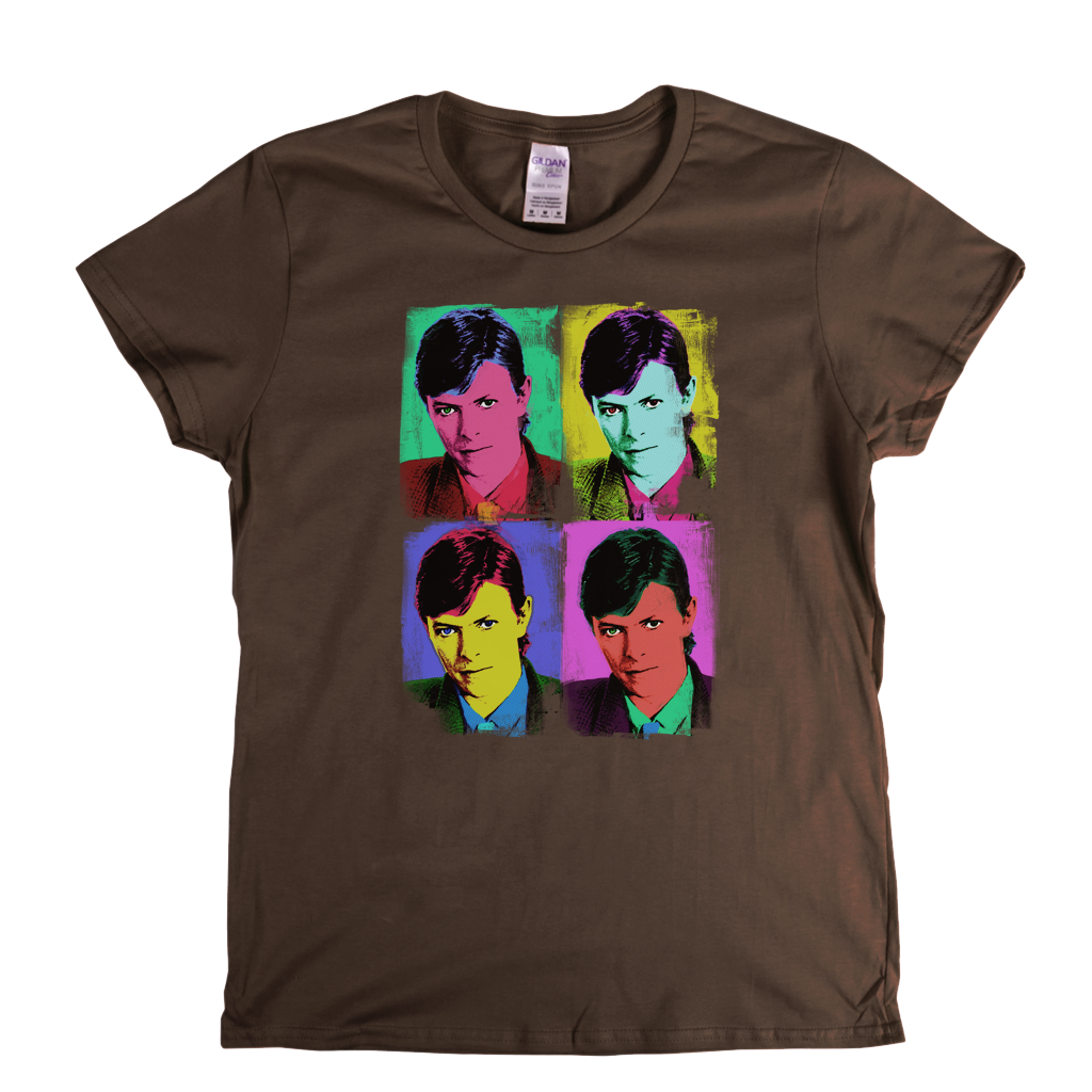 David Bowie Distressed Pop Art Womens T-Shirt
