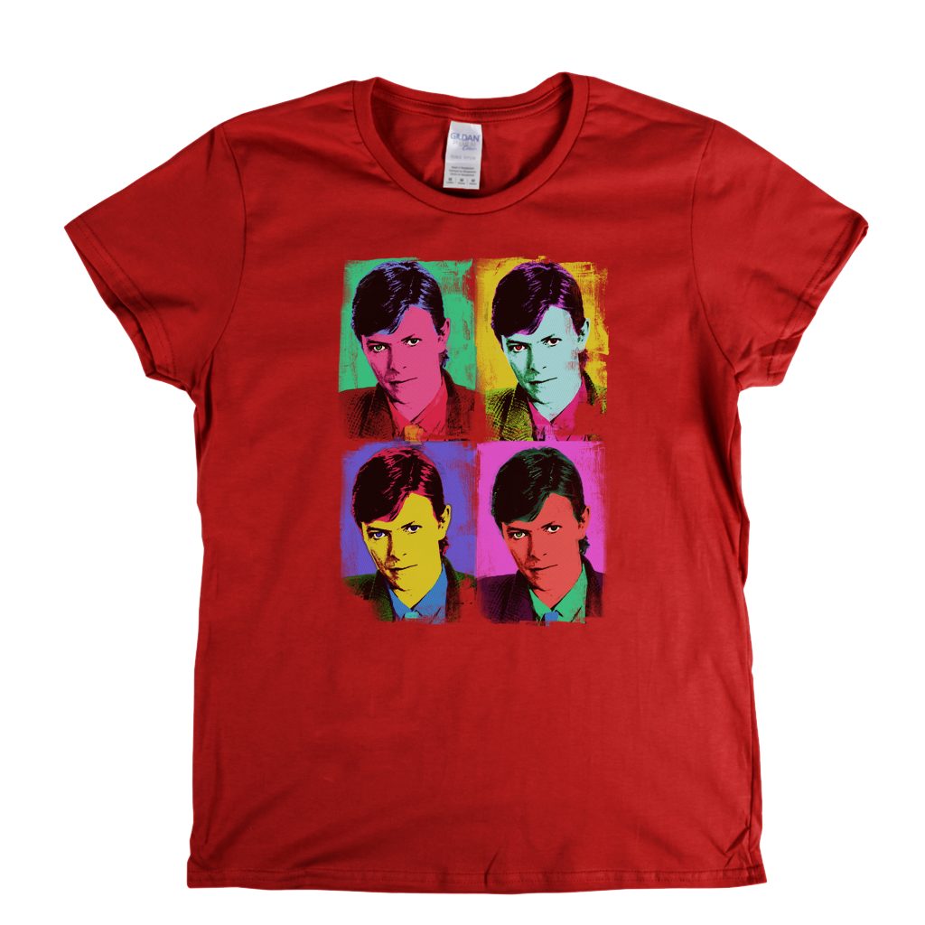 David Bowie Distressed Pop Art Womens T-Shirt